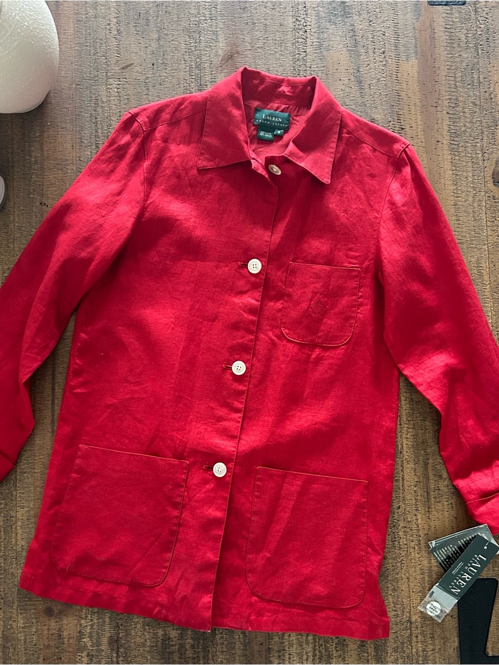 LAUREN RALPH LAUREN Vintage Red 100% Linen Jacket Blazer S NWT